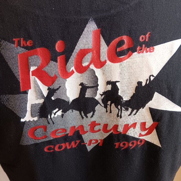 Large Vintage T-shirt Ride Of The Century 1999 Cow-Pi Unk Nebraka Cowboy Hanes - Picture 1 of 5